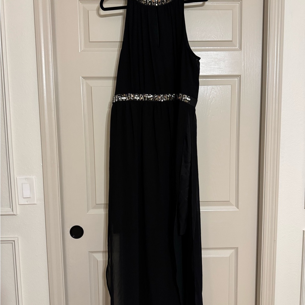 City Chic Black Maxi Dress with Embellishments